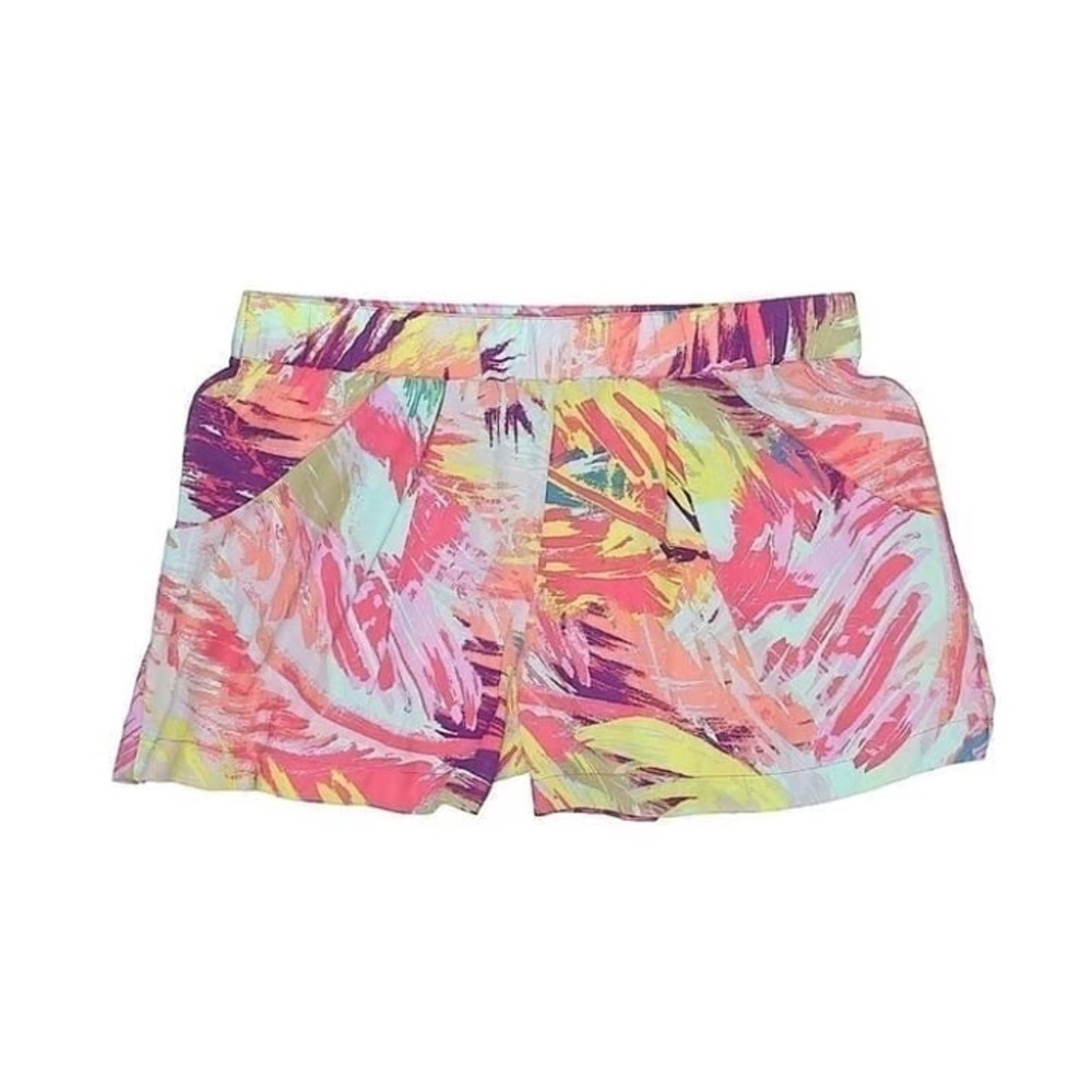 BCBG Max Azria Tropical Floral Shorts Pink Purple Abstract Print XS